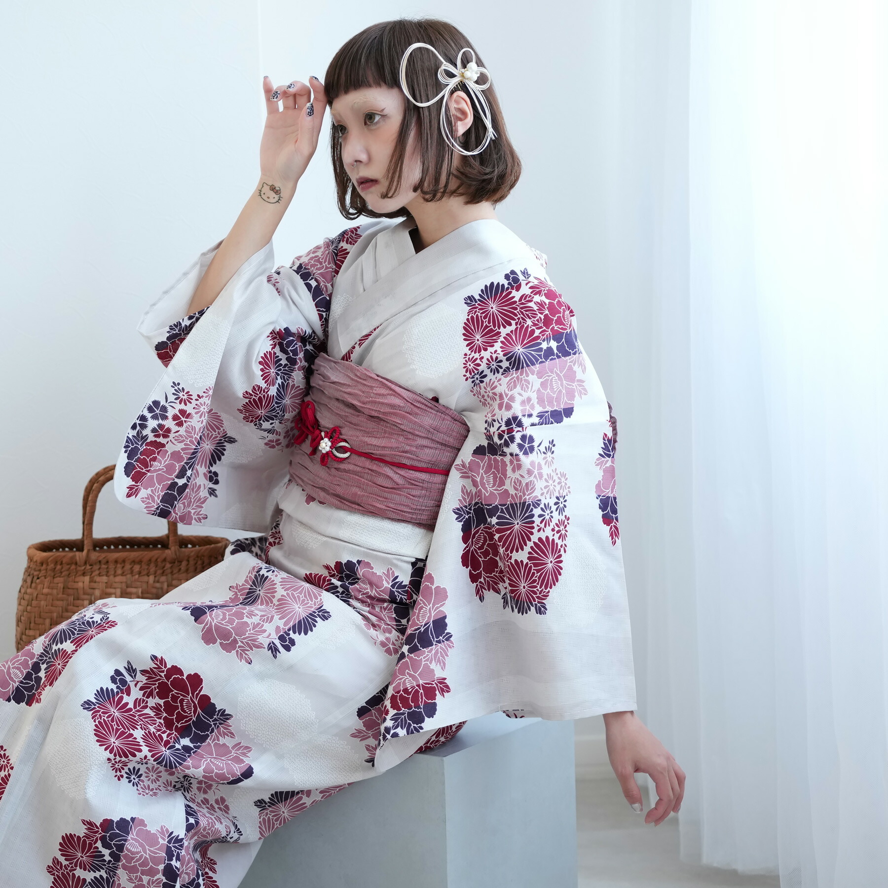 楽天市場】【utatane 高級変わり織 浴衣3点セット 藍色に古典