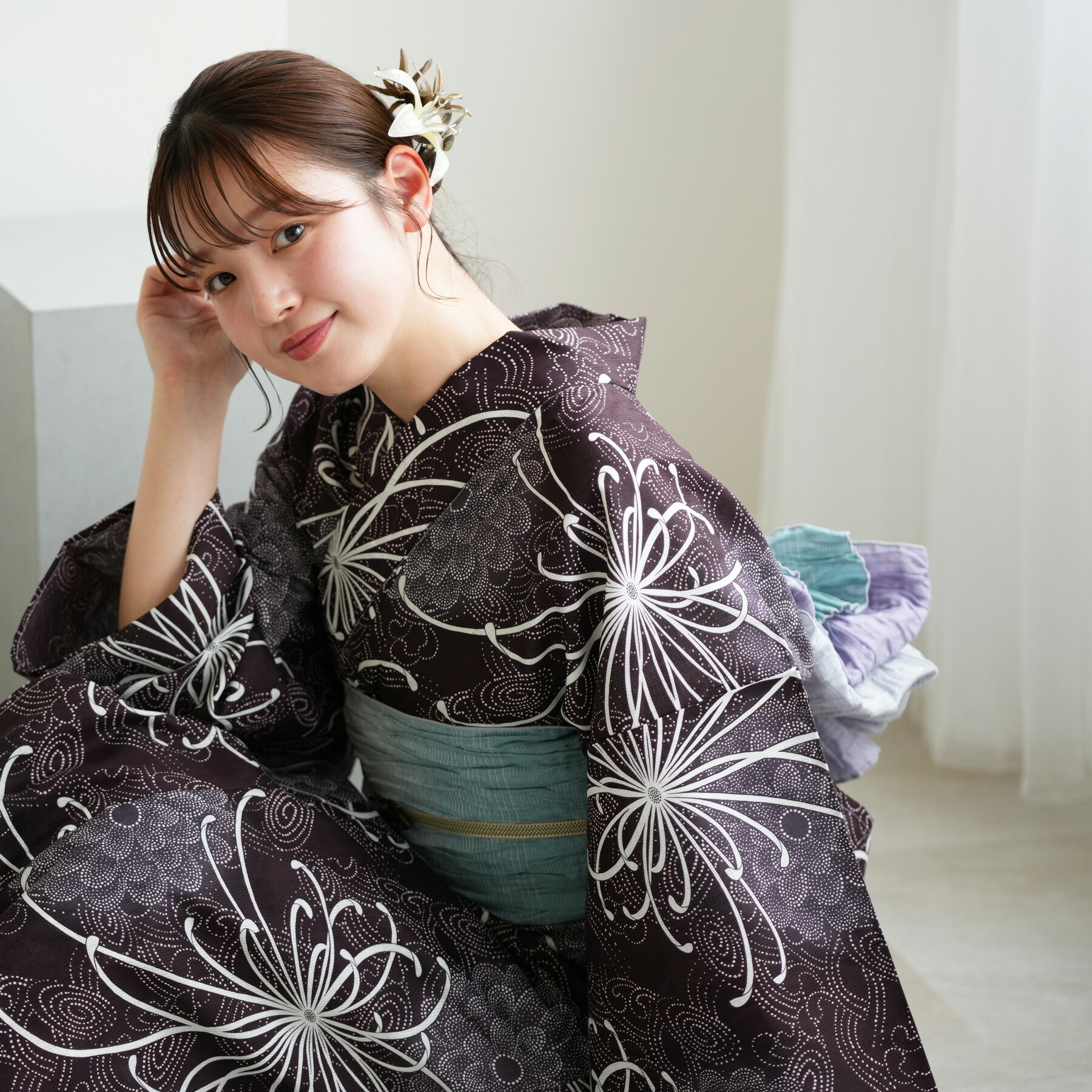 楽天市場】【ニコアンティーク 高級変わり織 浴衣3点セット 赤紫に縞々