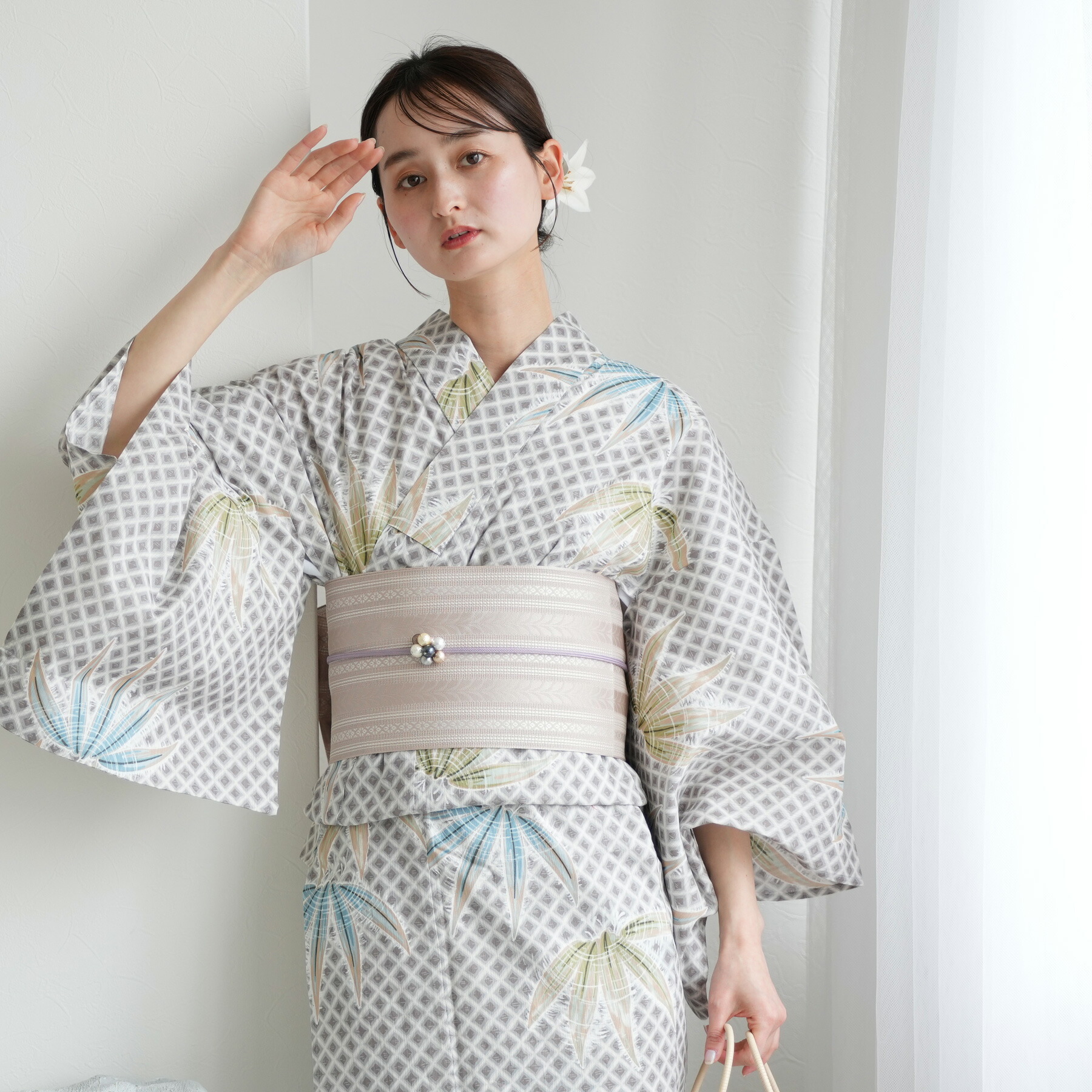 完売品 ウタタネ 浴衣 浴衣3点セット 紺地に鉄線の花（浴衣）｜utatane（ウタタネ）の
