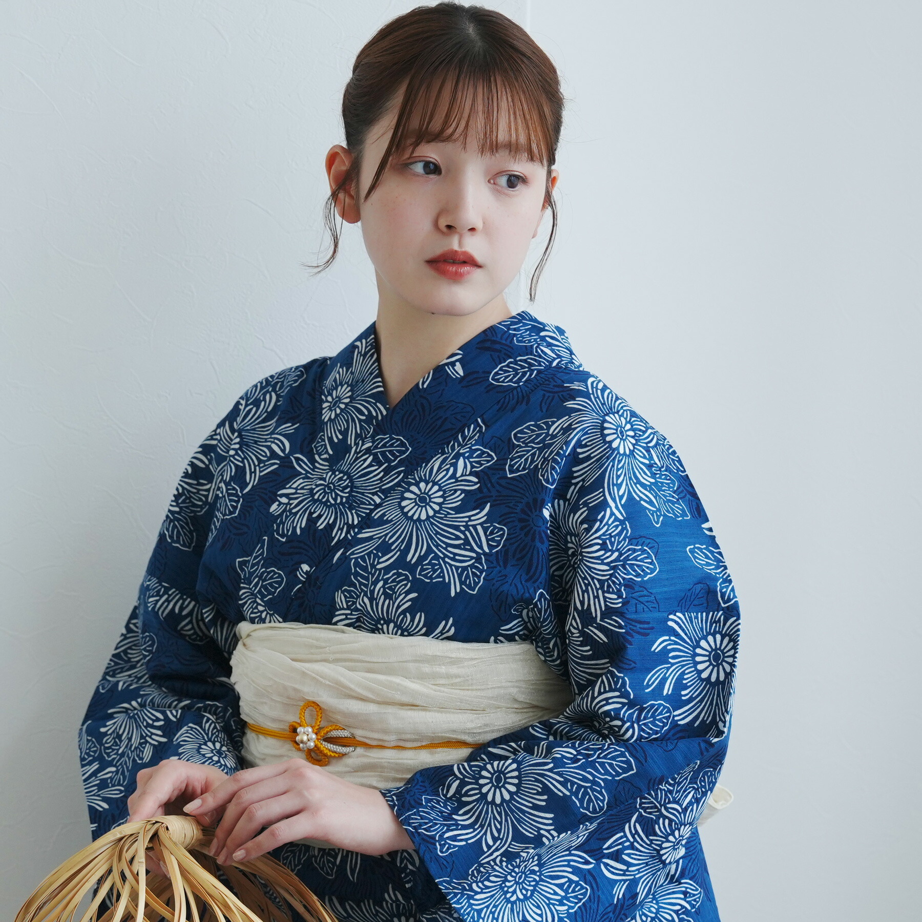 utatane 昭和モダンのみずいろ流水とモザイク浴衣 utatane｜utatane 浴衣3点セット 昭和モダンのみずいろ流水と