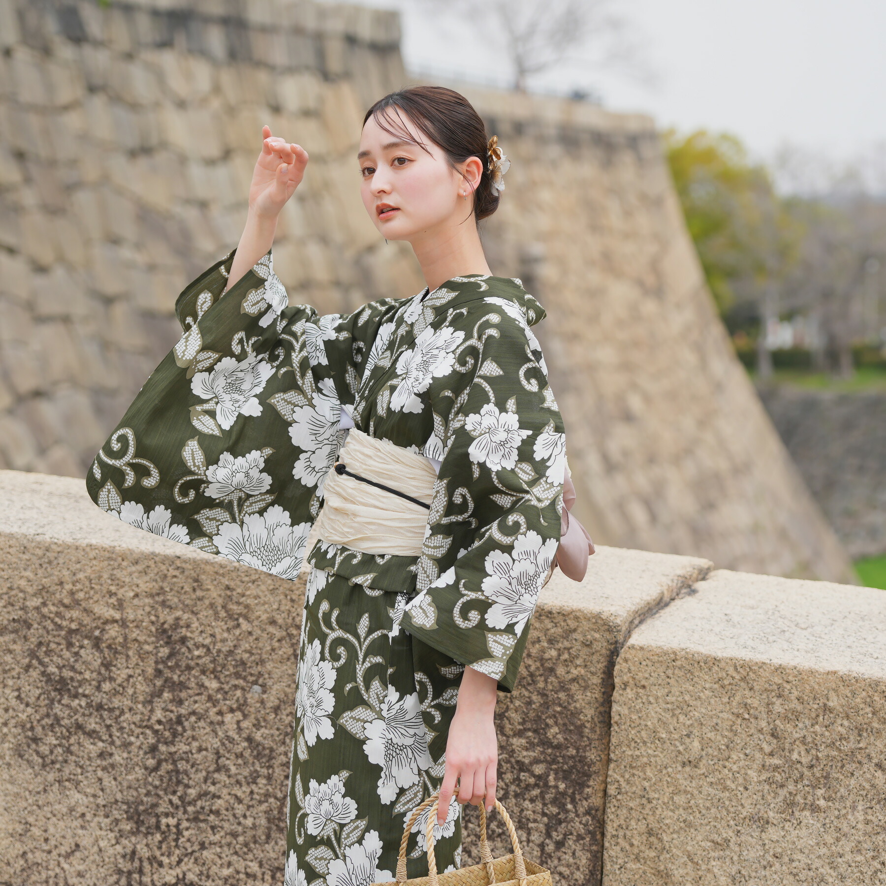 utatane 浴衣 兵児帯 下駄 3点セット 牡丹