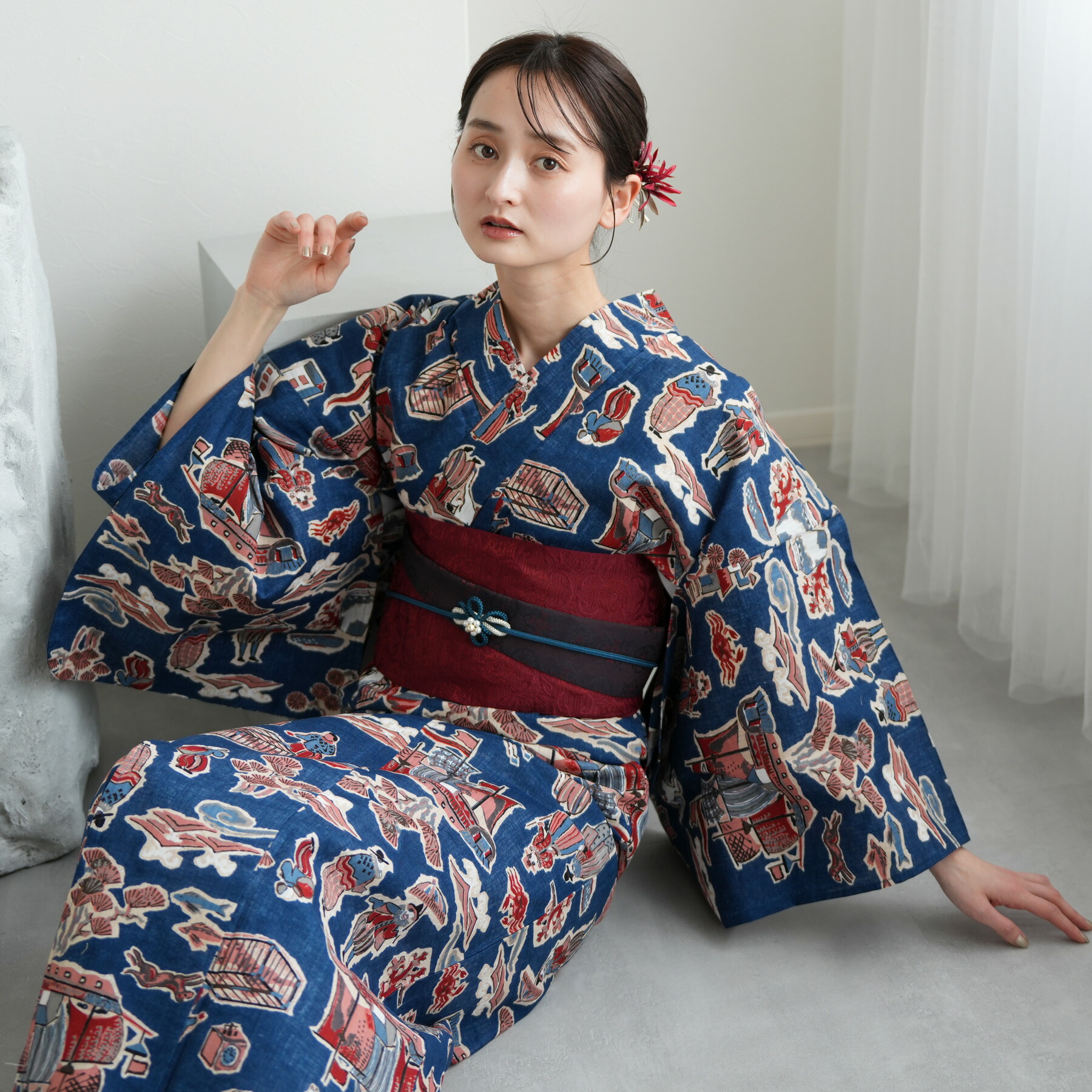 楽天市場】【ニコアンティーク 高級変わり織 浴衣3点セット