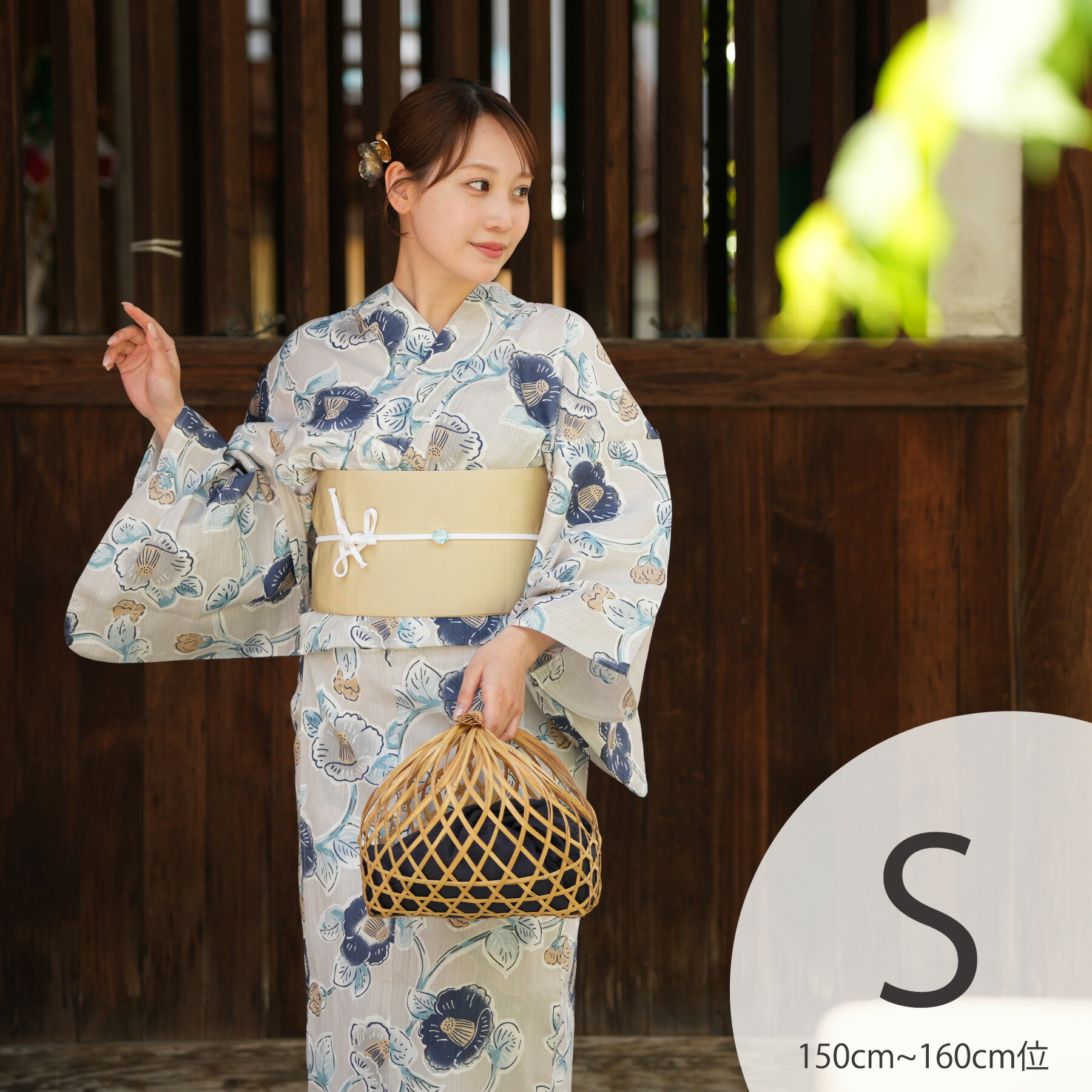 utatane 高級変わり織 浴衣3点セット クリームに広がる花火 utatane｜高級変わり織 浴衣3点セット クリームに紺の透き通る糸