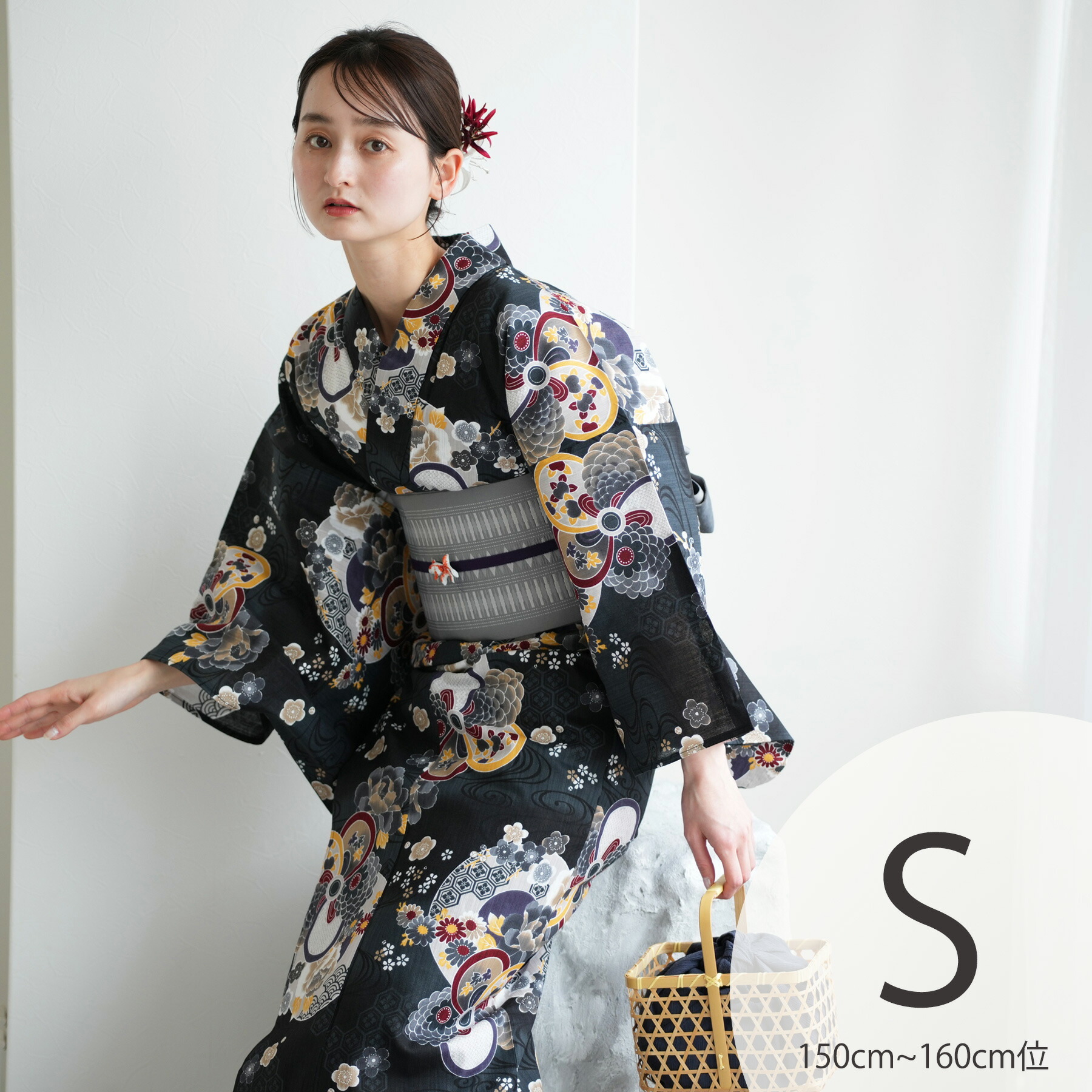 浴衣 レディース セット utatane 浴衣3点セット きなりに黒梅モダン utatane 浴衣 レディース セット 高級変わり織 浴衣3点セット