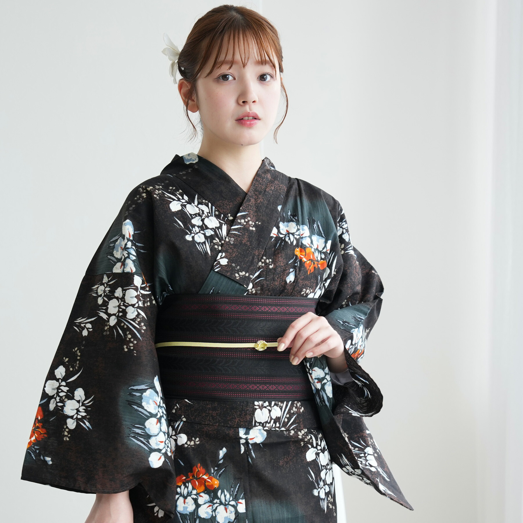 専用です】二部式浴衣 あやめ柄 うたたね+作り帯 パタパタ結び風 専用