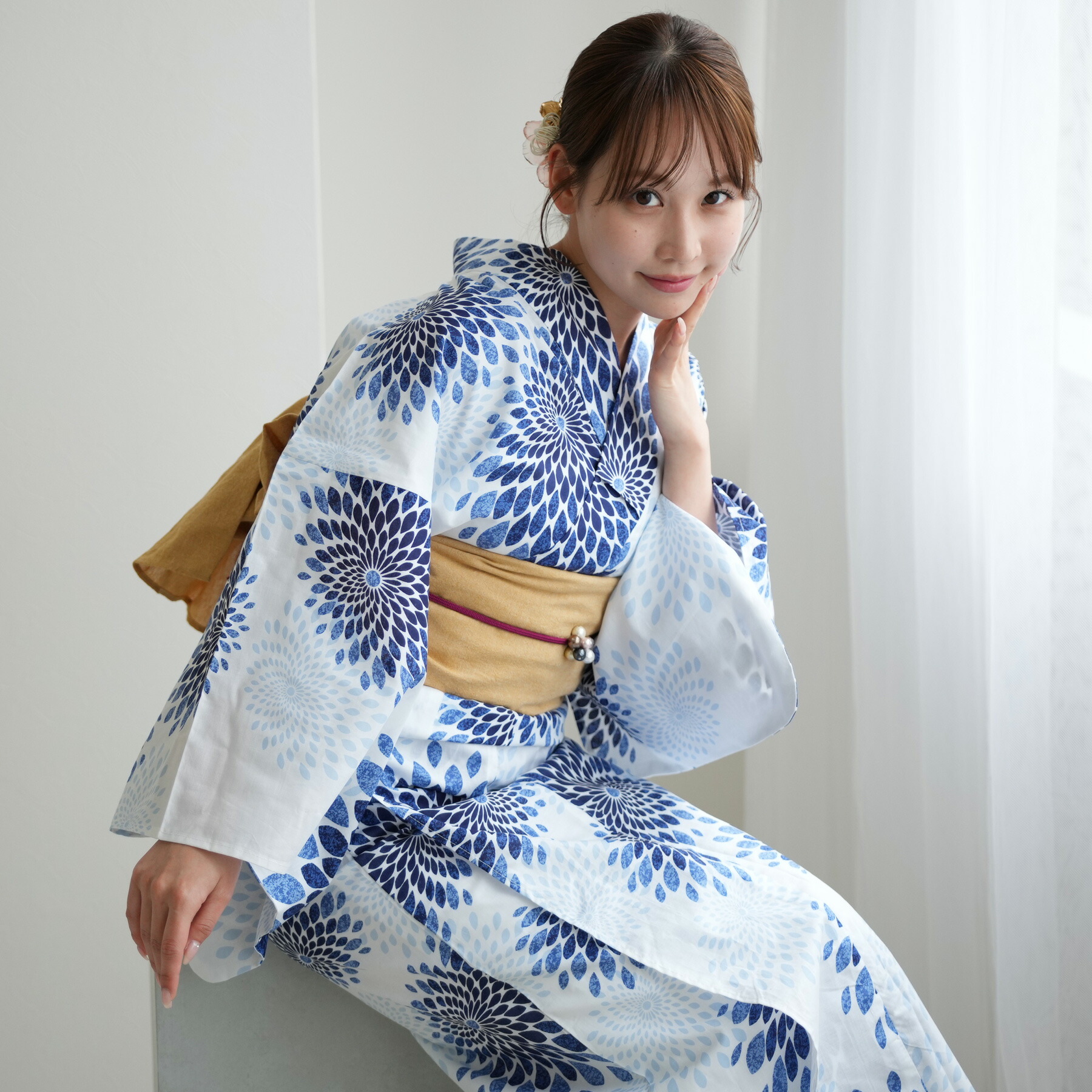 楽天市場】【50％OFF】【浴衣+作り帯2点セット 白黒の重なる小花