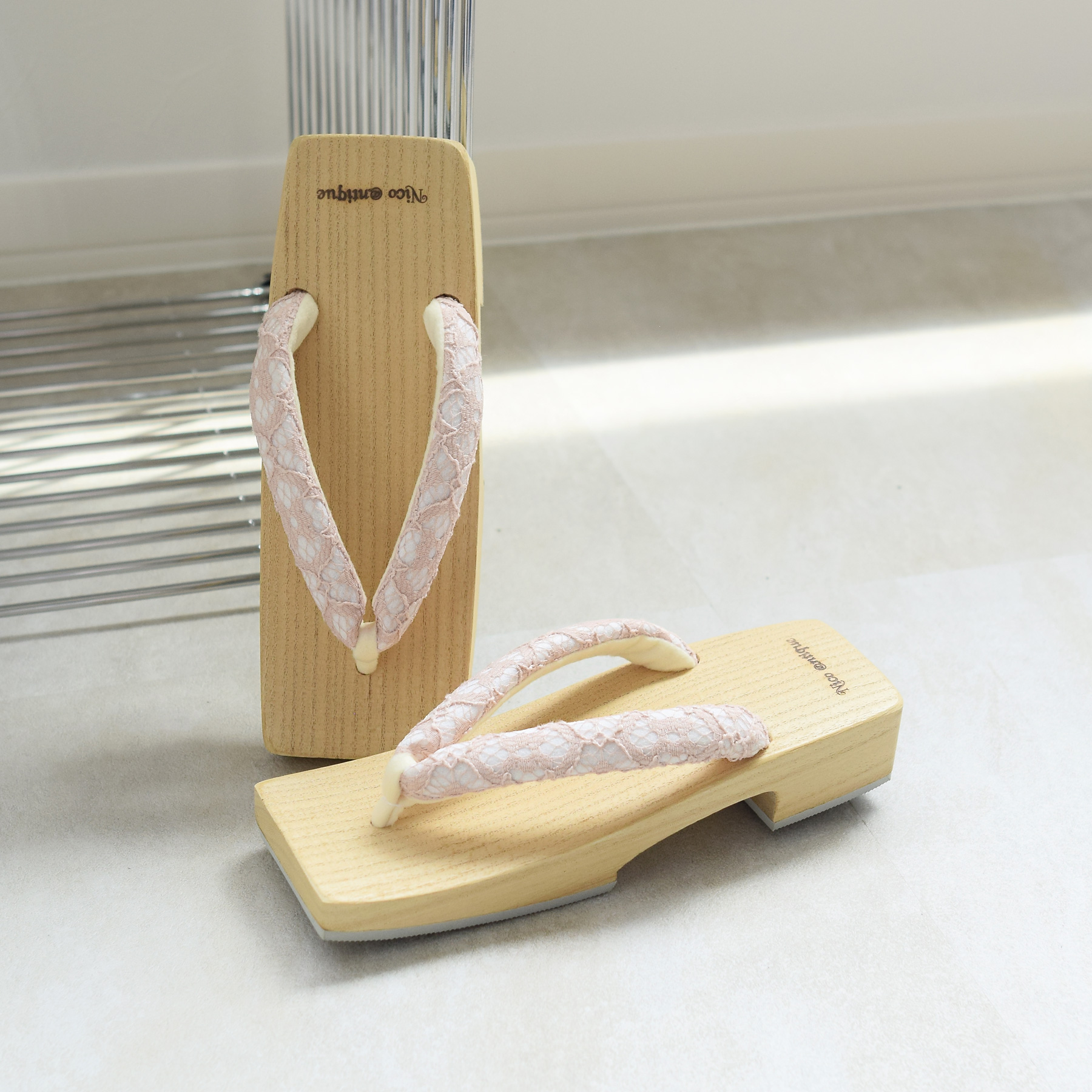 未使用ベージュの桐の高下駄、ぽっくり 10003526-1-11.jpg