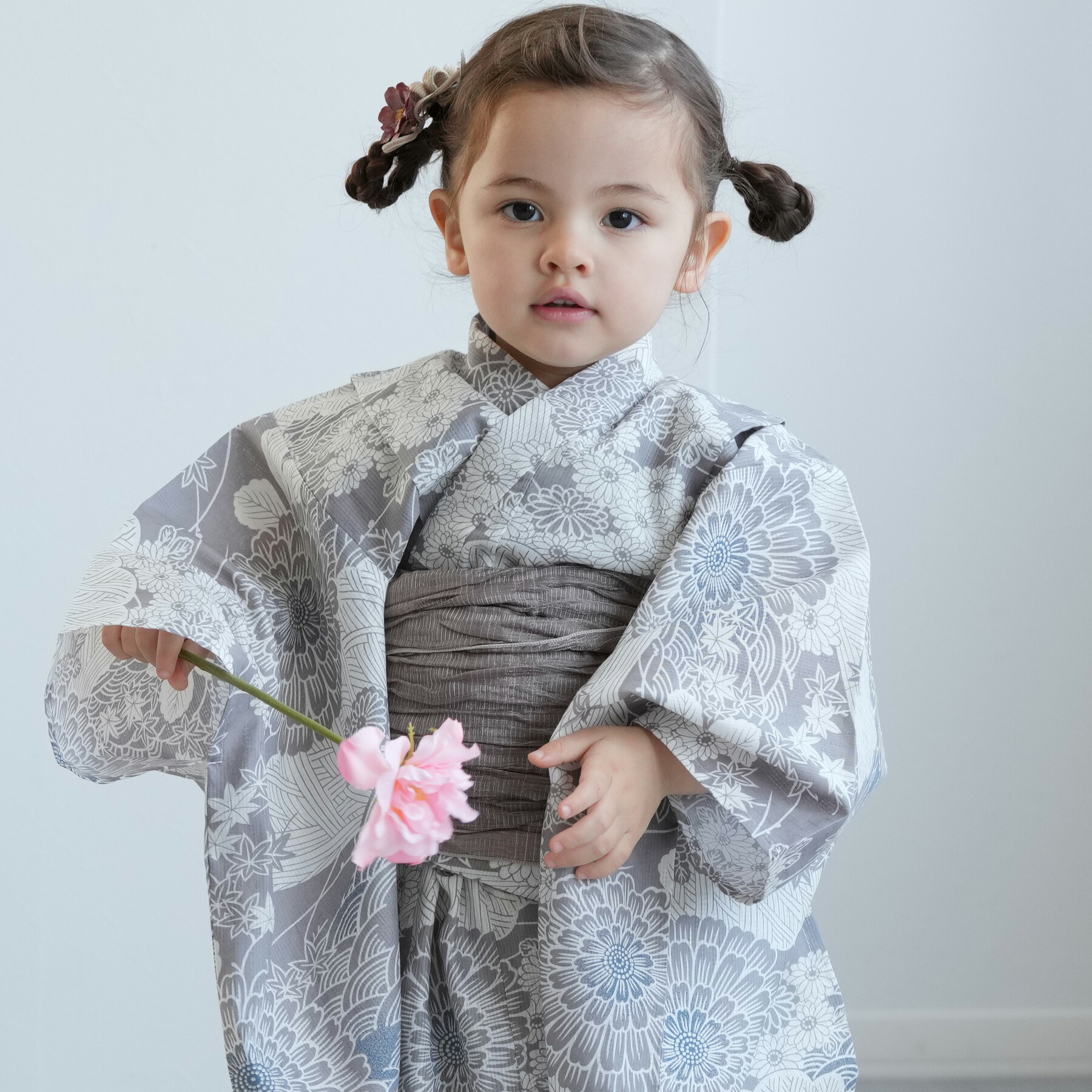 ひよこ商店 高級変わり織 浴衣3点セット くすみミントと薄桜の菊唐草 新品 ひよこ商店 高級変わり織 浴衣3点セット くすみミントと薄