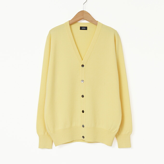 楽天カード分割 Uto メンズ アウトレット 40 Off 最高級 カシミヤ カシミア 100 日本製 Vネック カーディガン レモンイエロー M サイズ 即日出荷 Pa Singaraja Go Id