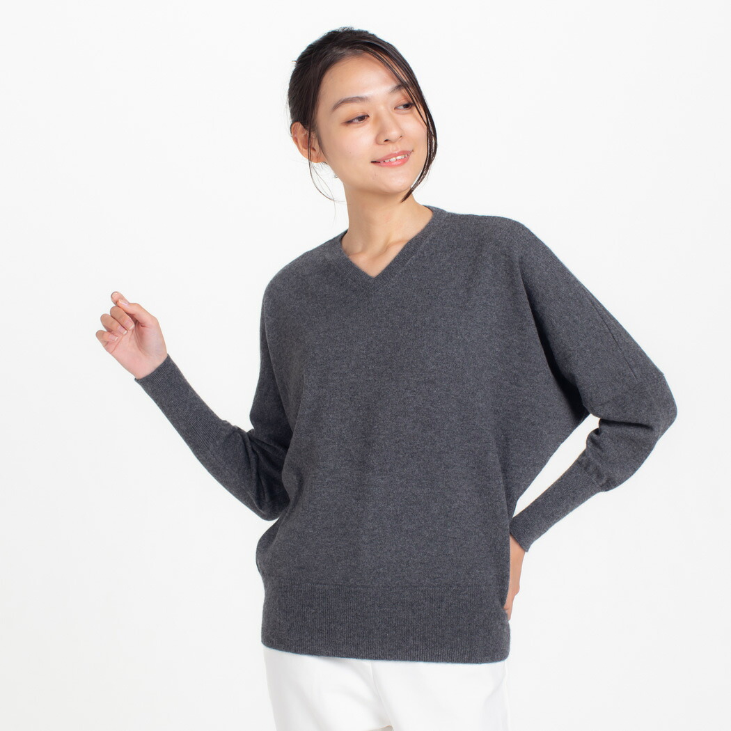 【UTO|レディース】ドルマンスリーブ Vネック セーター カシミヤ100％｜UTOカシミヤ