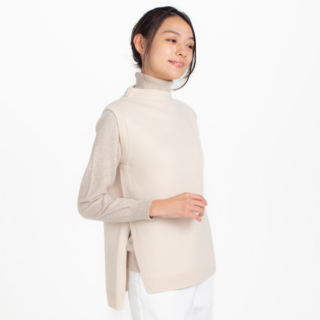 【UTO|レディース】ボトルネックベスト カシミヤ100%|UTOカシミヤ