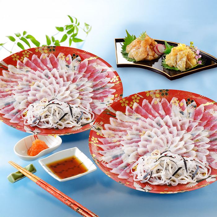 関とら本店 とらふく刺身 とらふく塩辛セット (とらふぐ刺身90g×2 とらふぐ皮30g×2 とらふぐ塩辛60g×2 とらふぐ塩辛(ゆず胡椒風味)60g) ふく ふぐ フグ てっさ|雑貨通販店ユートピア