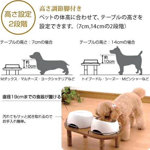 リッチェル ペット用木製テーブル ダブル ペット用食器・給水器・給餌