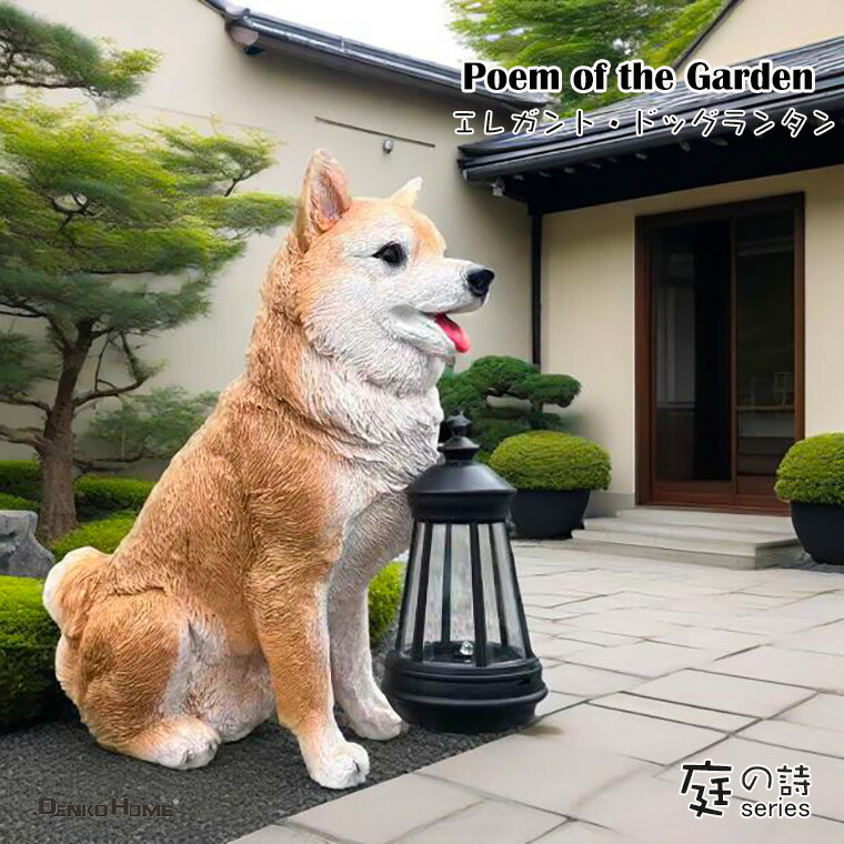 楽天市場】ソーラーライト付柴犬ポチ 玄関 ガーデニング ◇送料無料