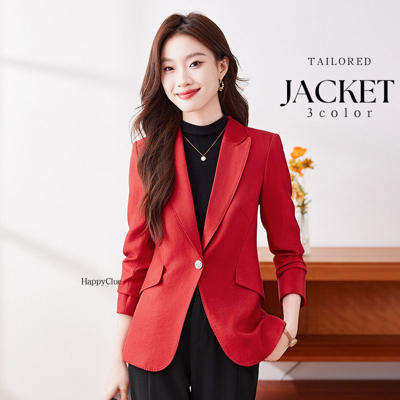 テーラードジャケット おしゃれ レッド 赤 黒 春秋 フォーマル スーツジャケット 事務服 通勤アウターレディース ジャケット エレガント 大人 スーツ カジュアル ビジネス 女性
