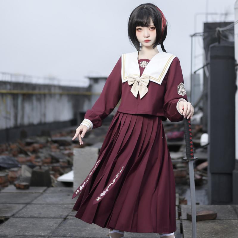 制服 トップス スカート レディース コスチューム 仮装 パーティー セーラー コスプレ セットアップ かわいい オールシーズン イベント ロング 長袖 リボン｜映せば 店
