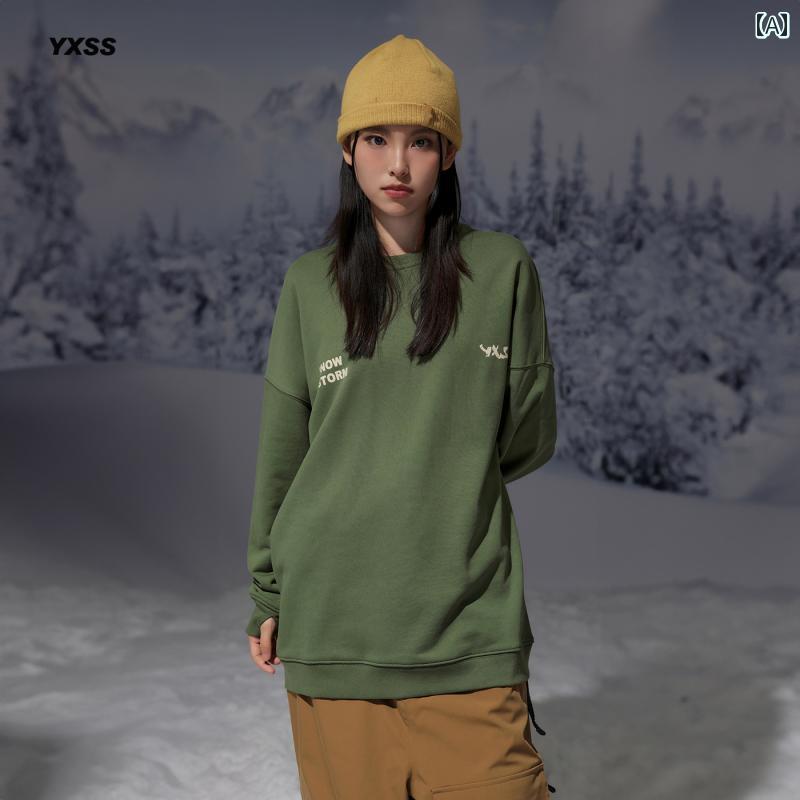 防水 スキー ウェア スウェット Tシャツ アースカラー ロゴ メンズ レディース ユニセックス ボード アウトドア ウィンター スポーツ 冬 ボーダレス プルオーバー カジュアル 雪