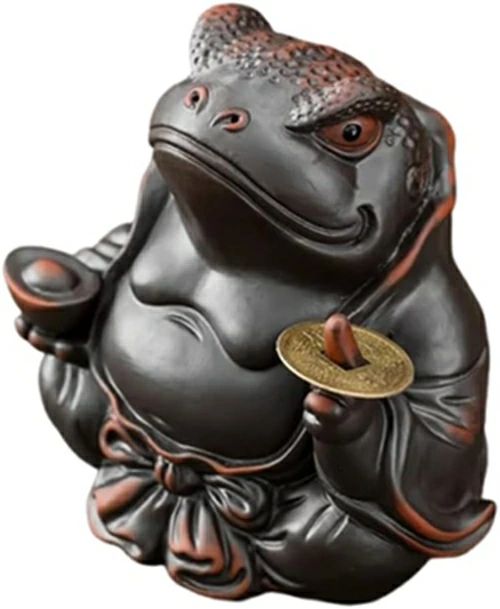 弥勒 元寶 銅貨 金蟾 銭蛙 置物 オブジェ 動物 インテリア 磁器製 長さ9cm幅7cm高さ9.5cm