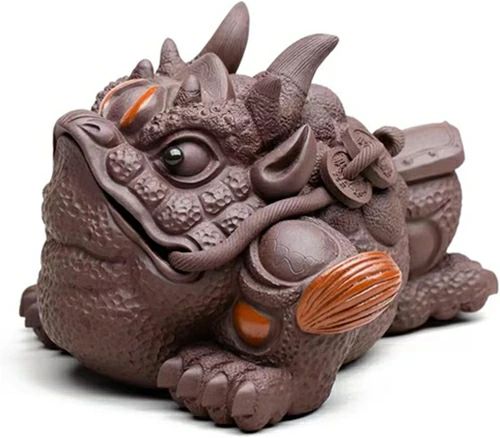 将軍 龍角 金蟾 銭蛙 三足 置物 オブジェ 動物 インテリア 磁器製 長さ12.9cm幅13cm高さ9.9cm