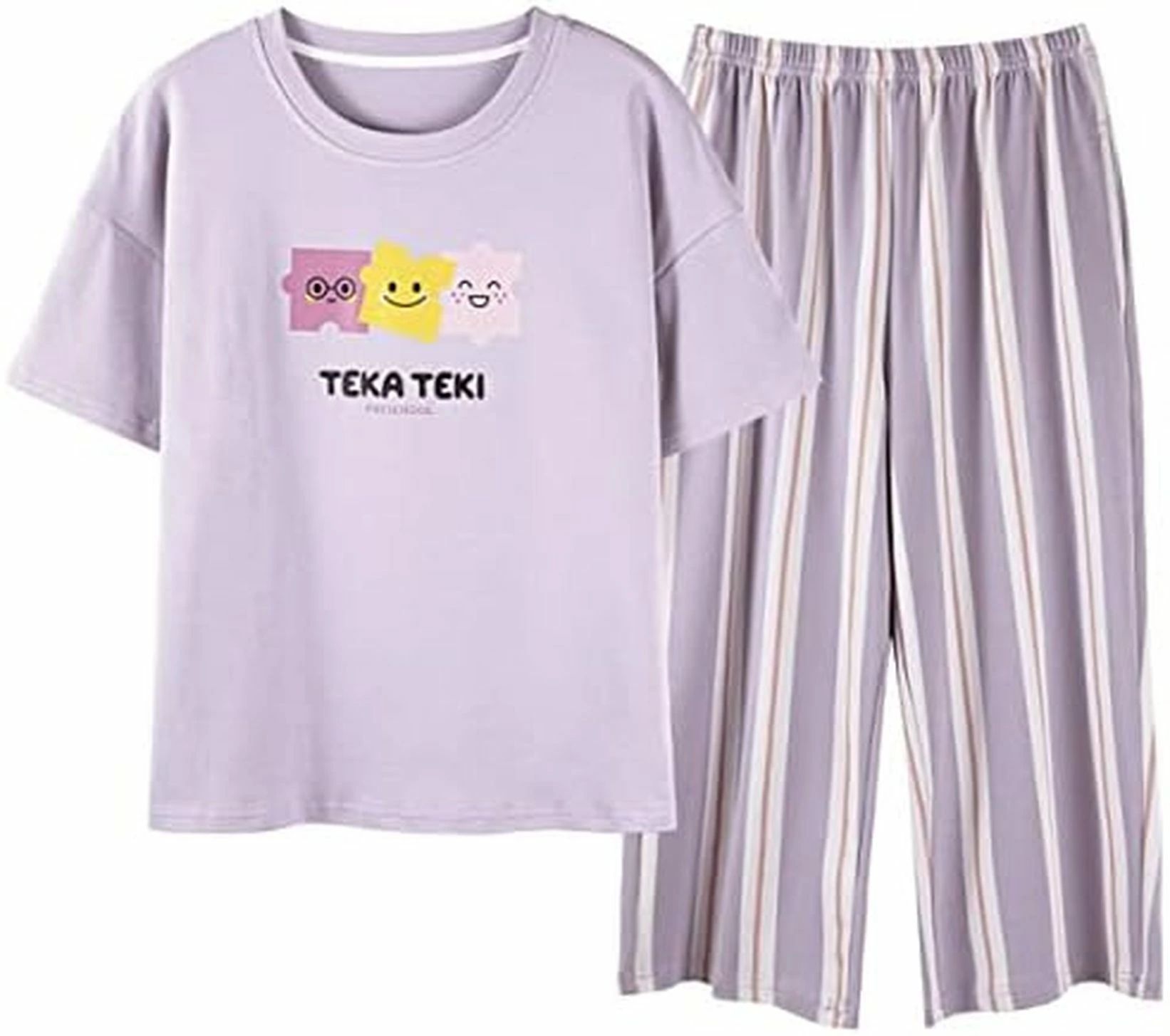 ルームウェア レディース 綿 半袖 パジャマ 夏 部屋着 上下セット かわいい オシャレ 通気 柔らかい 快適 大きいサイズ タイプ07 XL｜映せば 店
