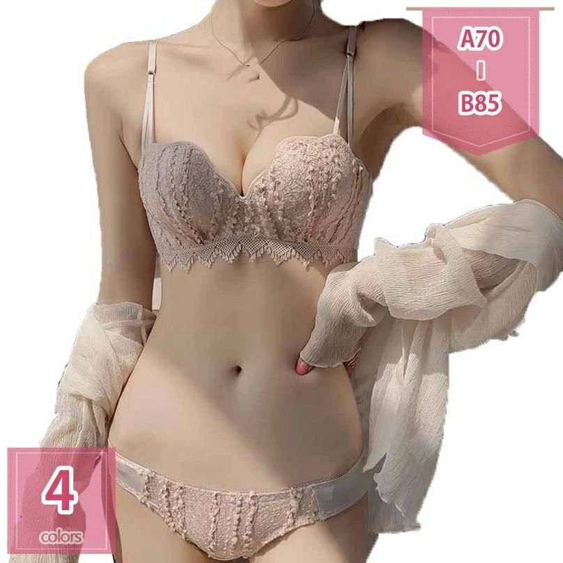 ブラジャー ショーツセット 盛りブラ バストアップ ノンワイヤー 脇高ブラ 谷間メイク 背中すっきり 柔らかい 締め付け感ない 補正ブラ 小胸 脇肉すっきり ナイトブラ 通気 肌に優しい 総レース 可愛い 20代 30代 40代 holosbird-goods1