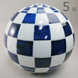 楽天市場】【送料無料】有田焼 李荘窯 珠型五段重 染付市松文（混柄