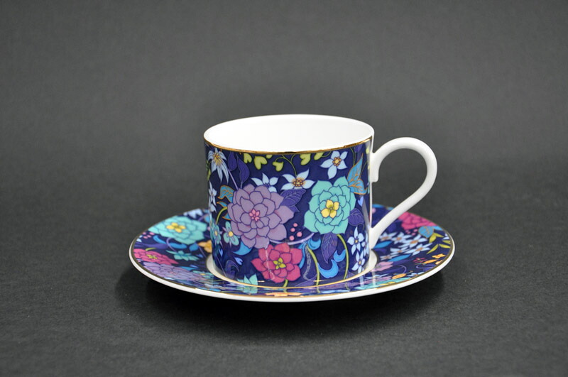 [NIKKO(ニッコー)] FLOWER DANCE(フラワーダンス) BLUE 兼用碗皿(L) FINE BONE CHINA(ファインボーンチャイナ) NIKKO SINCE1908