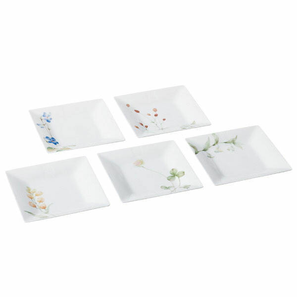 ノリタケ～Noritake～<br>AZUMANOMICHI<br>あづまの路<br>15cmスクエアプレートセット（5枚）（絵変り）<br>ギフトボックス入り