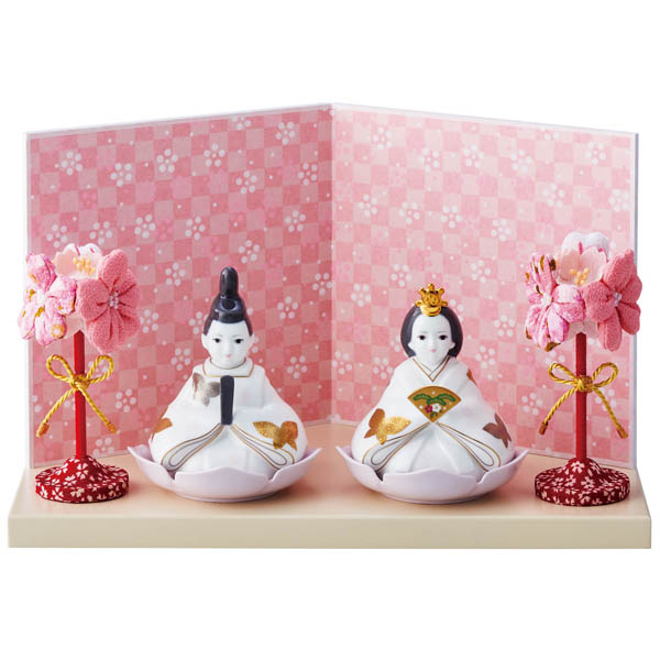 ノリタケ ～Noritake～ 置物 歳時記 ひな人形（桜色屏風）[雛人形]【受注生産品】