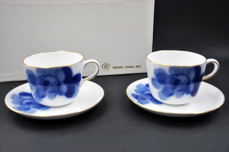 楽天市場】大倉陶園 8211 ブルーローズ モーニング碗皿ペアセット : せ