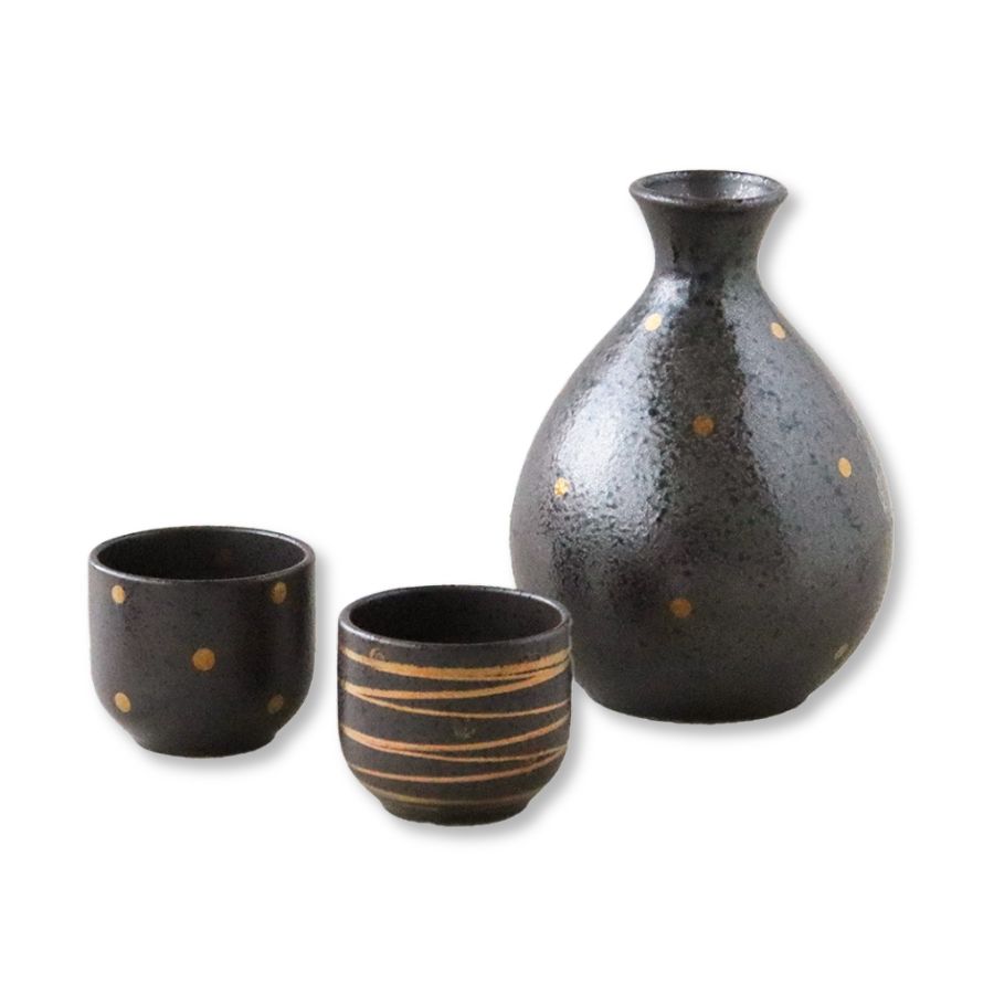 蔵出し酒器セット(徳利一本、猪口一個、小皿二種二枚、大猪口一客) 酒器セット 徳利 お猪口 おうち居酒屋 ステンレス （ 酒器
