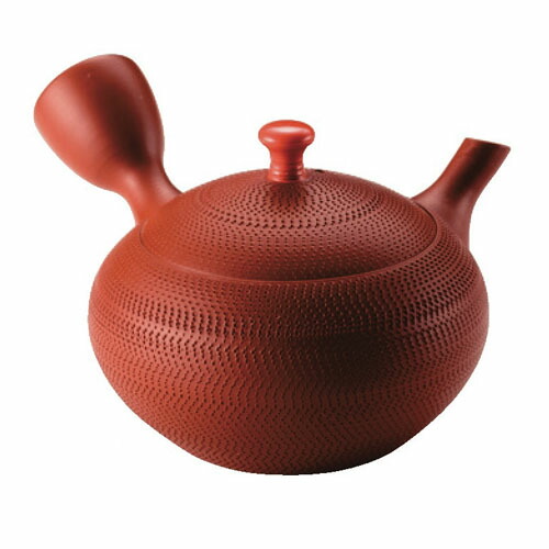 常滑焼 急須 7-155 弘二 15号 朱泥平丸急須 270ml 陶茶こし 上級煎茶用