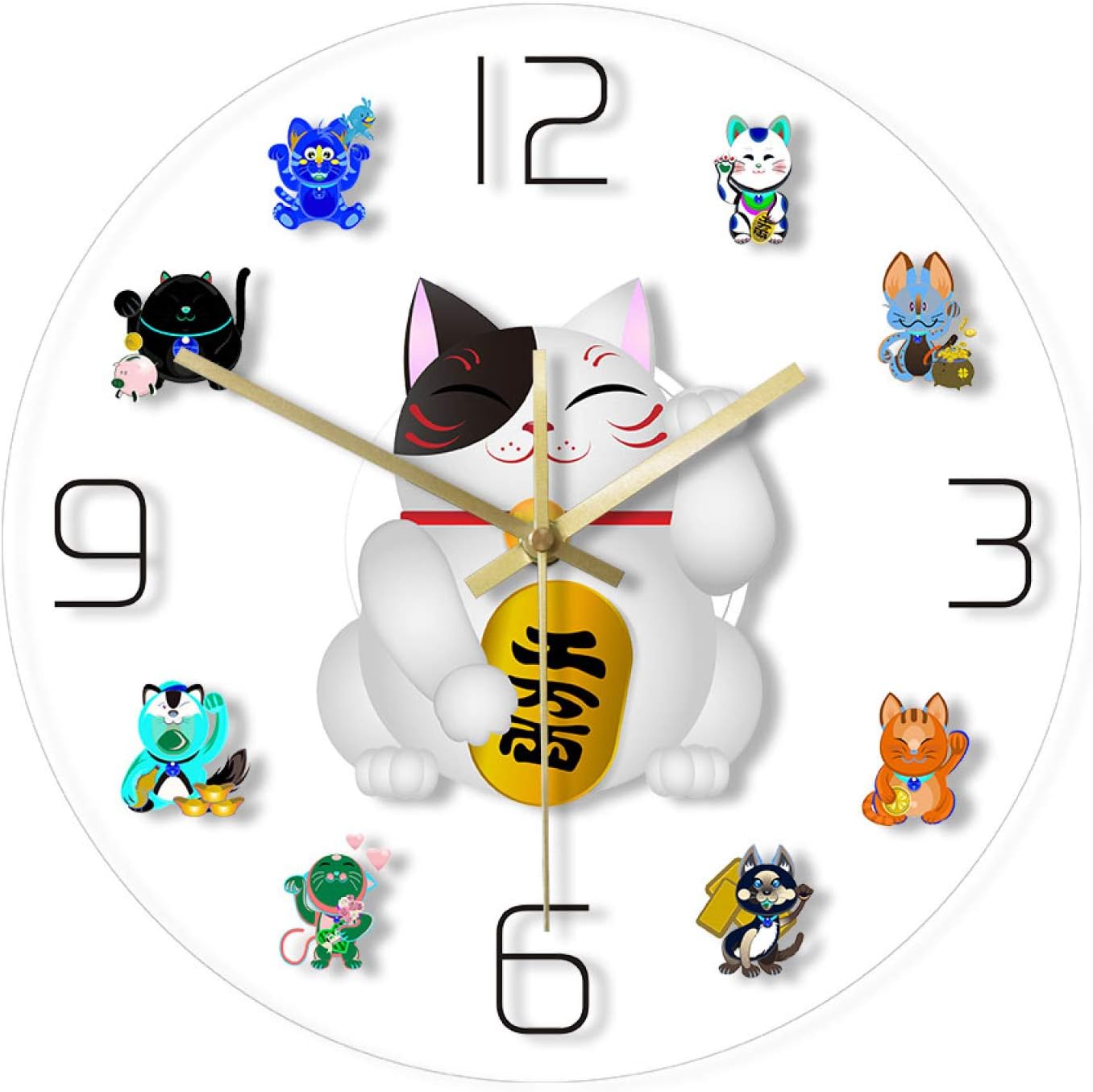 楽天市場】招き猫 壁掛け時計 掛け時計 カチカチ音を立てない