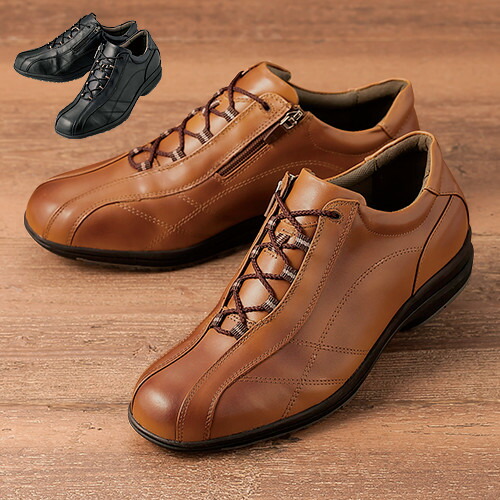 楽天市場 日本製 サイドファスナー やわらか 牛革 スニーカー 革靴 歩きやすい ビジネス カジュアル メンズ 本革 皮 レザー シューズ 軽量 ワイズ 4e 幅広 サイドジッパー ブラック ブラウン 黒 茶 敬老の日 ギフト プレゼント 24 5 25 0 25 5 26 0 26 5