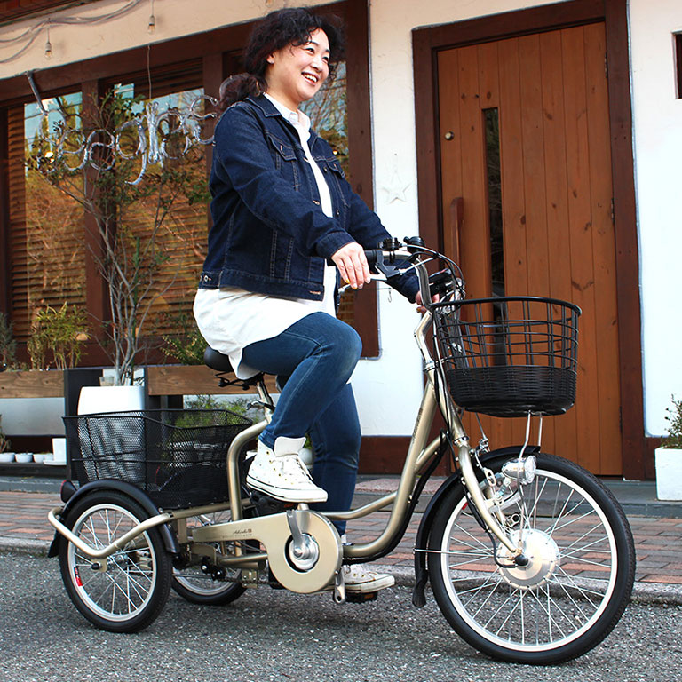 楽天市場 直送 電動アシスト 三輪自転車 アシらく ドゥー ワイヤーロック付き 電動 自転車 電動アシスト自転車 3輪 後ろカゴ カゴ付 おしゃれ 大人用 シニア 安心 安全 快適 悠遊ショップ