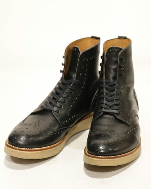 【中古】HIROSHI TSUBOUTI ﾋﾛｼﾂﾎﾞｳﾁ ｳｨﾝｸﾞﾁｯﾌﾟﾌﾞｰﾂ UK7.5 BLK HTM-2022 当て嵌める感有