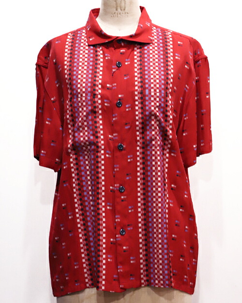 【中古】R.J.B アールジェービー RAYON SQUARE BORDER S/S 半袖スクエアボーダーシャツ M RED 箱付 R-SRS-003S