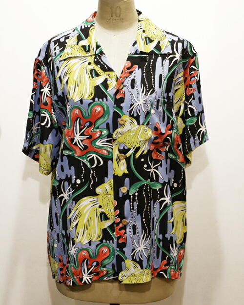 【中古】SUN SURF SPECIAL EDITION KAMEHAMEHA GARMENT CO. サンサーフスペシャルエディション ORIENTAL UNDER SEA M BLK ダメージ有 SS31217