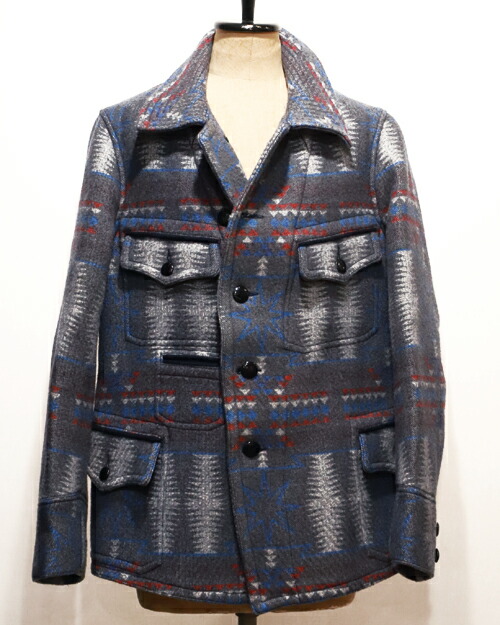 【中古】ADJUSTABLE COSTUME アジャスタブルコスチューム 20 French Style Wool Hunting Jacket 36 BLUE AJ-029