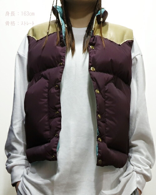 【中古】ROCKY MOUNTAIN x WAERHOUSE NYLON DOWN VEST 36 Plum WH-Down_vest/Plum.Tan｜U.V.C.S. OVERLOCK 店