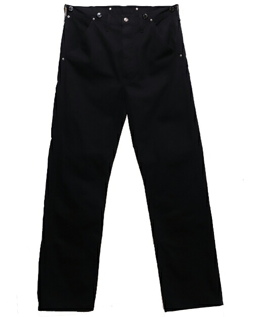 【中古】WARP AND WOOF ワープアンドウーフ Union Label OVERALLS COPPER RIVETED OVERALLS W33Black Cotton Serge