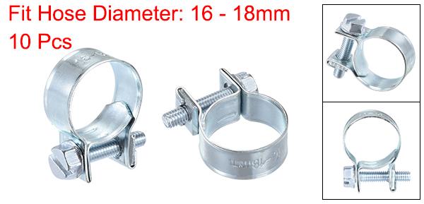 uxcellミニ燃料噴射ホースクランプ亜鉛メッキ鋼燃料ラインクランプフィットホース直径16-18mm10個入り