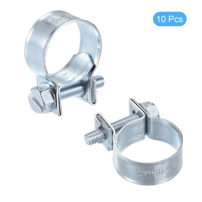 uxcellミニ燃料噴射ホースクランプ亜鉛メッキ鋼燃料ラインクランプフィットホース直径16-18mm10個入り