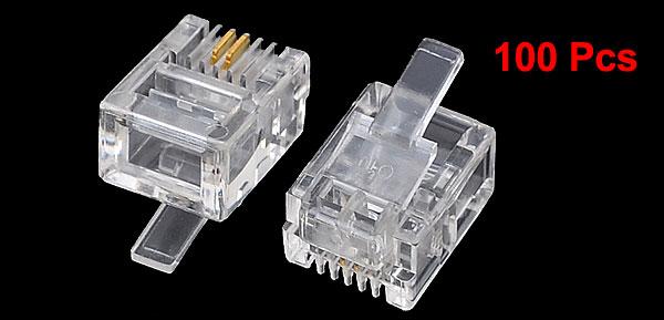 267円 超人気 uxcell RJ11 電話コネクタ モジュラーコネクタ; 1.1 x 0.9 0.7cm クリアプラスチック6P4C 100個入り