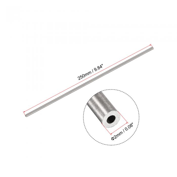 uxcell304ステンレス鋼ラウンドチューブ耐久性外径2mm壁の厚さ0.5mm長さ250mm2個入り