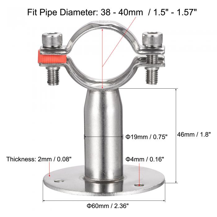 海外正規品】 uxcell パイプサポート 壁取り付け 天井取り付け 304ステンレス鋼 調節可能なパイプ ストラップクランプ 38-40  mmパイプ用 qdtek.vn