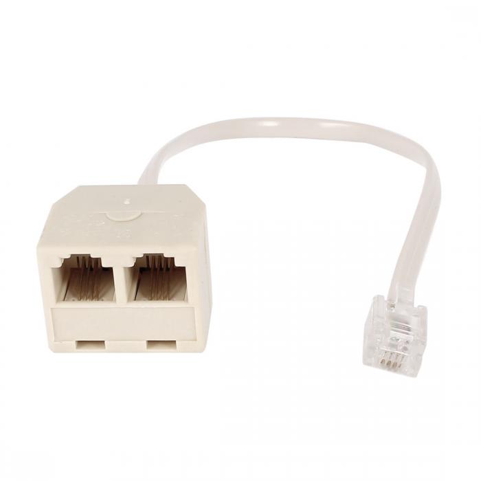 uxcell 電話アダプタ ライトグレイ 4ピンRJ11デュアルソケット-4ピンRJ11プラグ