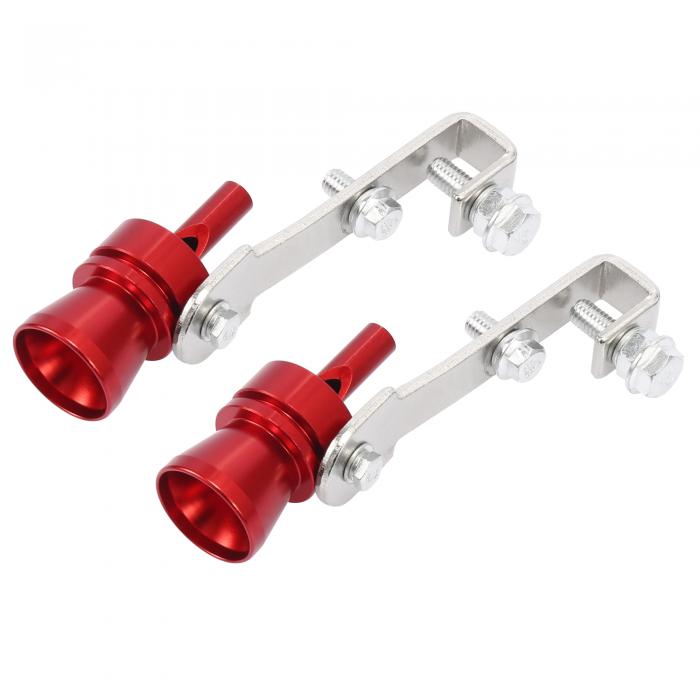 X AUTOHAUX ターボホイッスルマフラー レンチ ネジ アルミニウム合金製 レッド 排気マフラーパイプホイッスル Mサイズターボホイッスル 2個入り画像