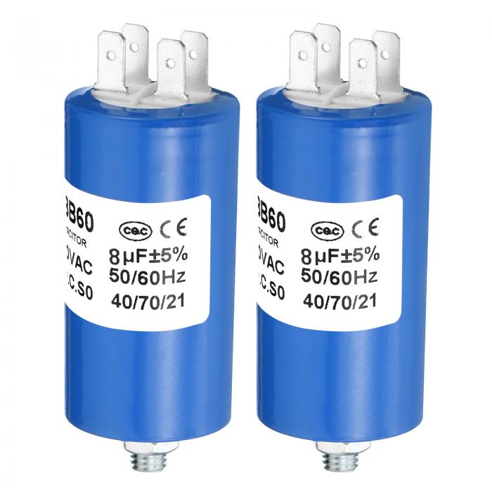 PATIKIL CBB60 35uF Condensateur de Démarrage, 2Pcs AC 450V 2 Fils 50/60Hz Cylindre 90x50mm pour