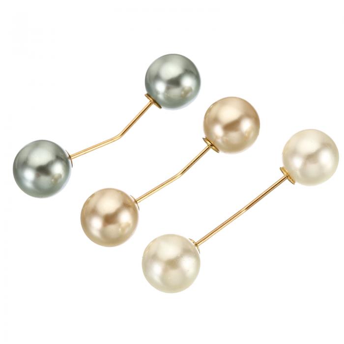 uxcell Pearl Brooch Pin 45mm Metal Faux Pearl Decorative Collar Safety Pink Clip Women Clothing Dress Pants Trousers Skirt Waist Gray White Gold 3 Pcs